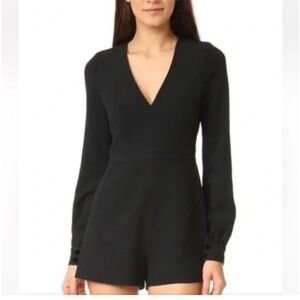 NWT Alexis Kourtney  Long Sleeves V-Neck Shorts  Black Romper Rayon blend Sz S